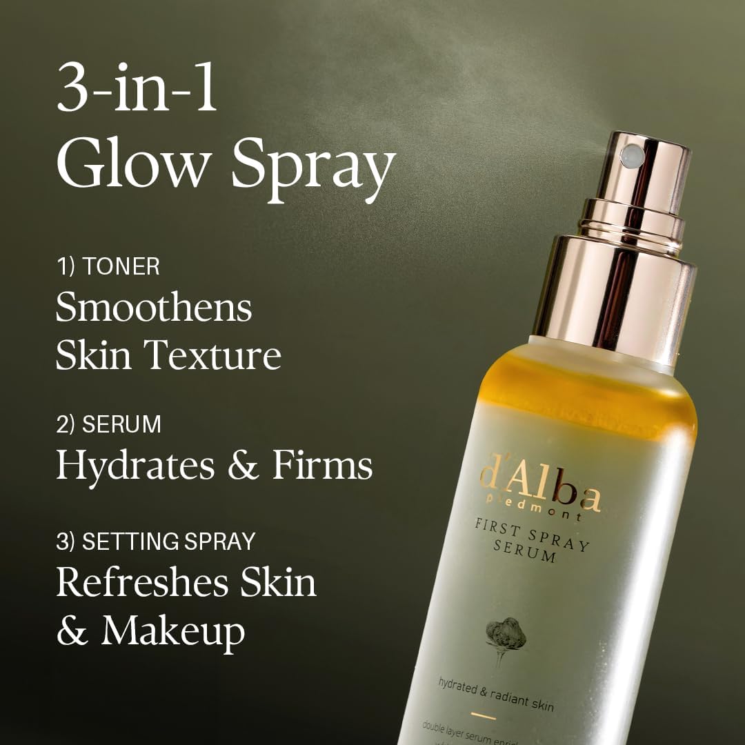 d'Alba Italian White Truffle First Spray Serum – Hydrating, Soothing Vegan Face Mist with Antioxidants & Vitamins (100ml)