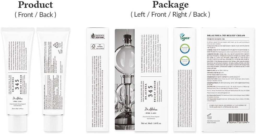 Dr. Althea 345 Relief Cream – Daily Face Moisturizer with Niacinamide & Panthenol | Blemish Relief, Soothing Recovery & Hydration | Vegan Korean Skincare for All Skin Types, 50ml