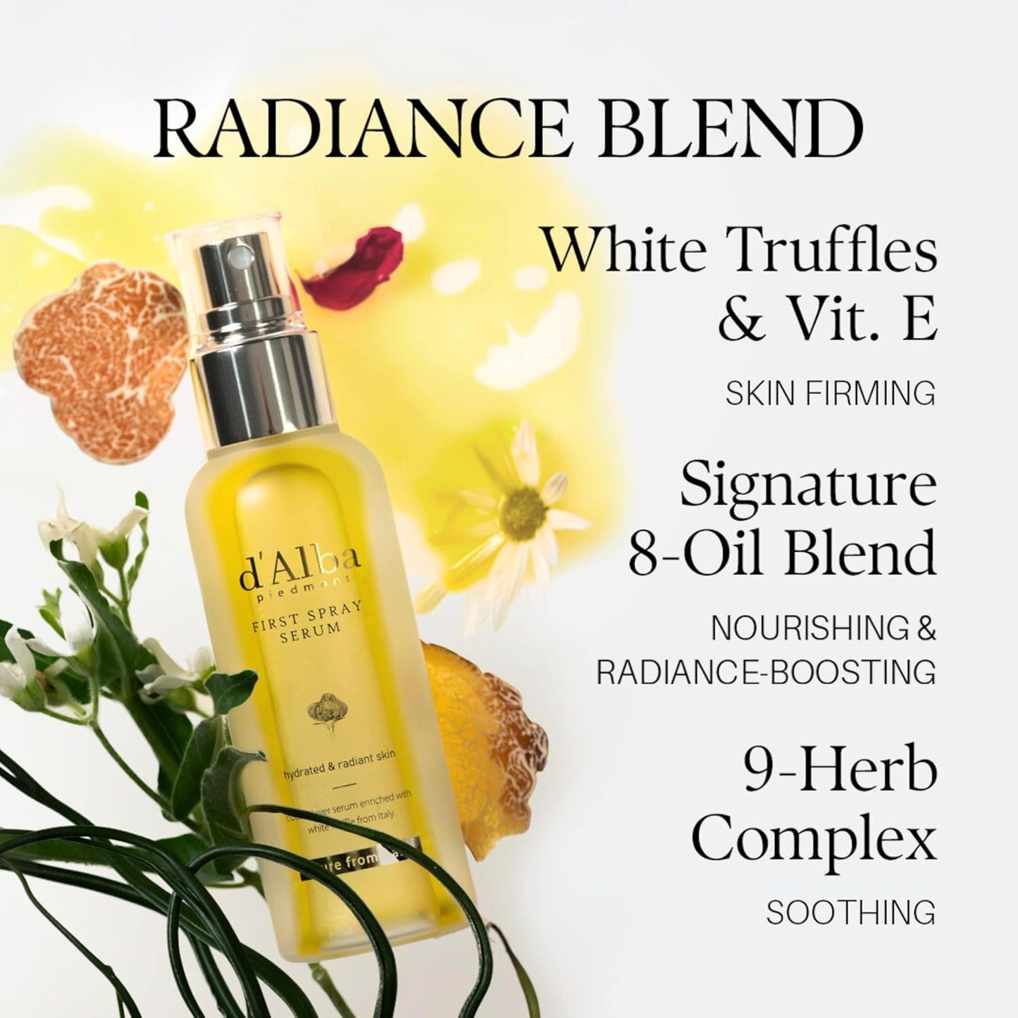 d'Alba Italian White Truffle First Spray Serum – Hydrating, Soothing Vegan Face Mist with Antioxidants & Vitamins (100ml)