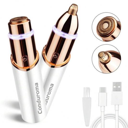 2-in-1 Eyebrow & Facial Hair Remover – LED Rechargeable Trimmer