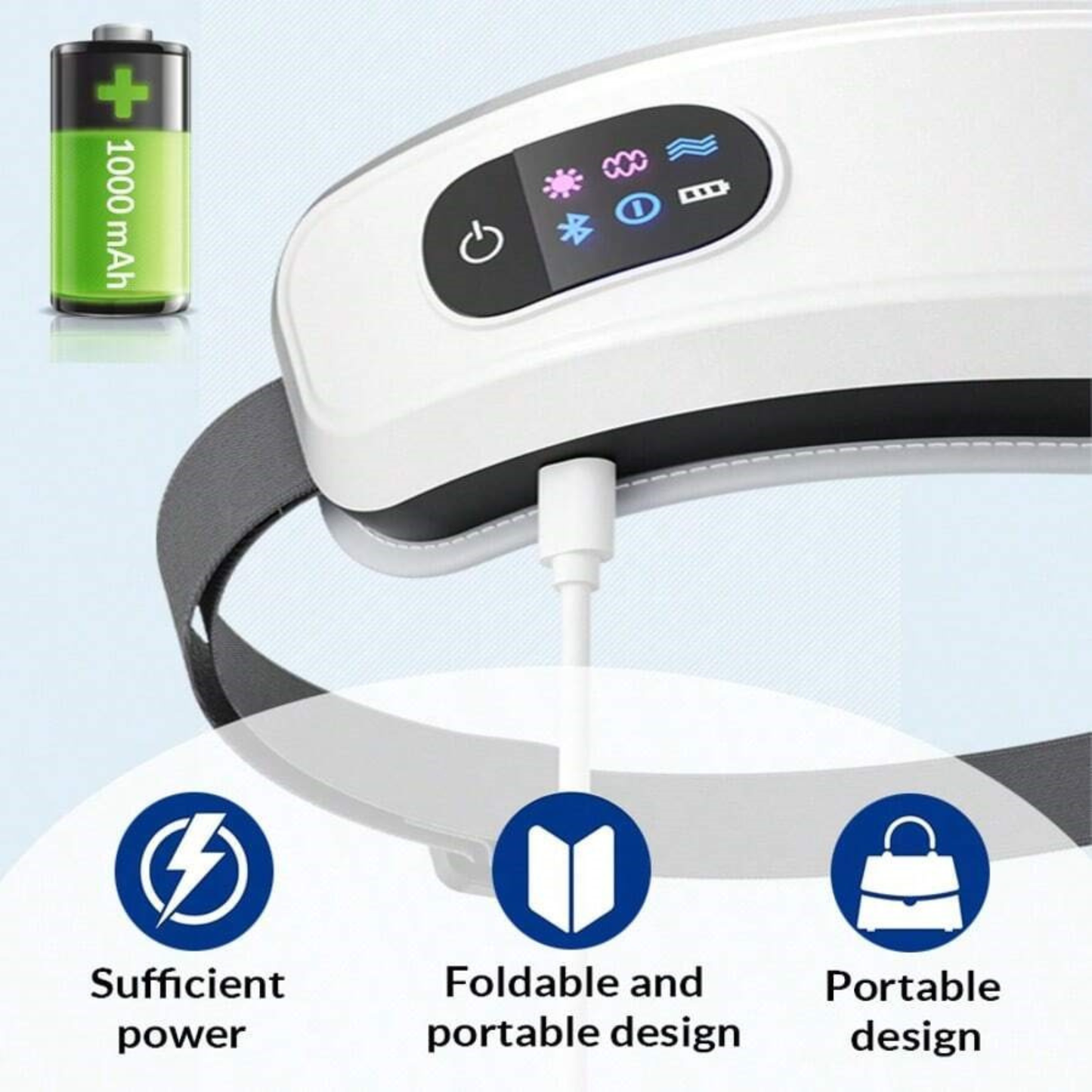 Eye Massager with Heat, Air Compression & Bluetooth Music – Rechargeable Eye Therapy for Eye Strain, Dark Circles & Better Sleep