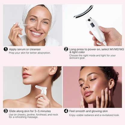 7-in-1 Face & Neck Beauty Massager – RF Skin Tightening, Jawline Lifting & Anti-Aging Device for Women