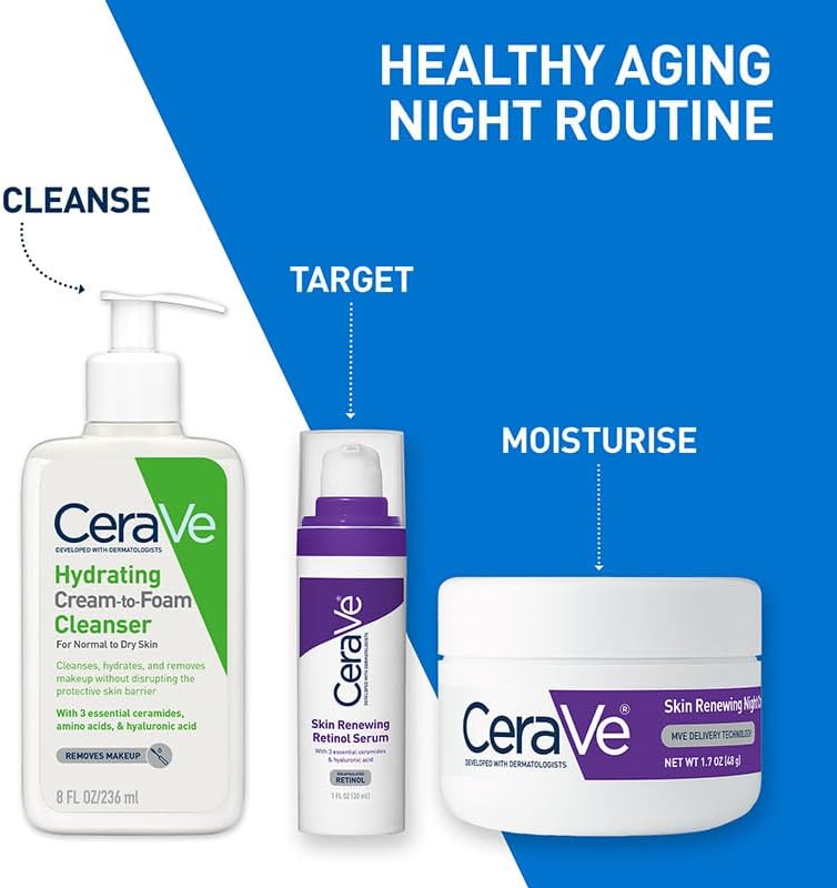 CeraVe Skin Renewing Retinol Serum 30ml – Anti-Aging Face Serum with Encapsulated Retinol, Hyaluronic Acid & 3 Ceramides