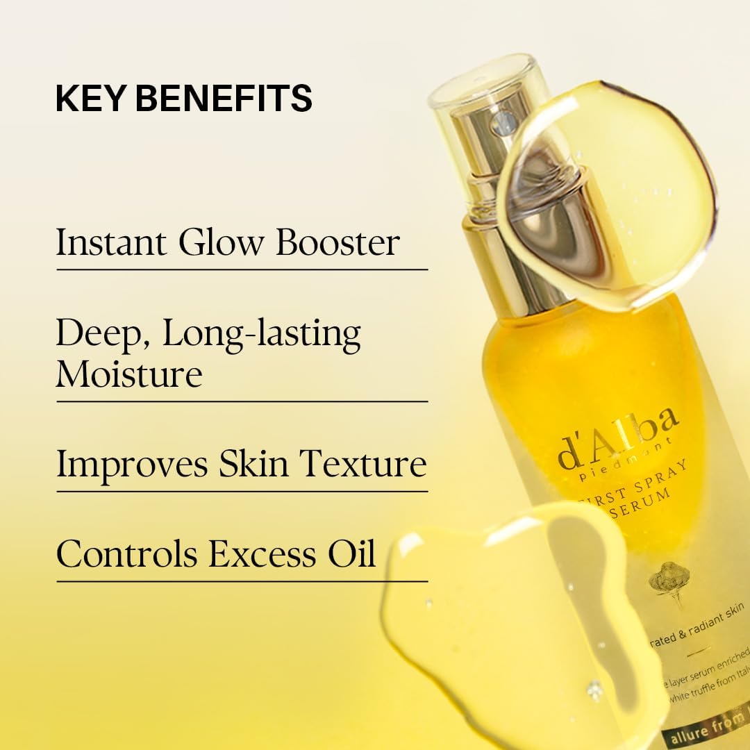 d'Alba Italian White Truffle First Spray Serum – Hydrating, Soothing Vegan Face Mist with Antioxidants & Vitamins (100ml)