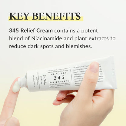 Dr. Althea 345 Relief Cream – Daily Face Moisturizer with Niacinamide & Panthenol | Blemish Relief, Soothing Recovery & Hydration | Vegan Korean Skincare for All Skin Types, 50ml