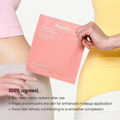 BIODANCE Bio-Collagen Real Deep Mask – 4 Hydrogel Sheet Masks with Collagen, Probiotics & Hyaluronic Acid | Pore Tightening, Firming & Hydrating Skincare