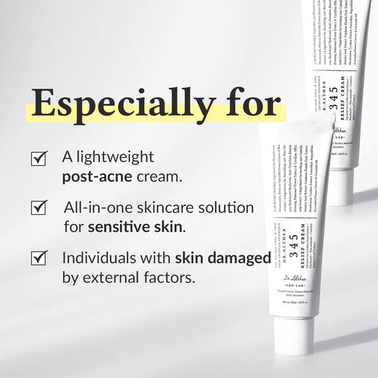Dr. Althea 345 Relief Cream – Daily Face Moisturizer with Niacinamide & Panthenol | Blemish Relief, Soothing Recovery & Hydration | Vegan Korean Skincare for All Skin Types, 50ml