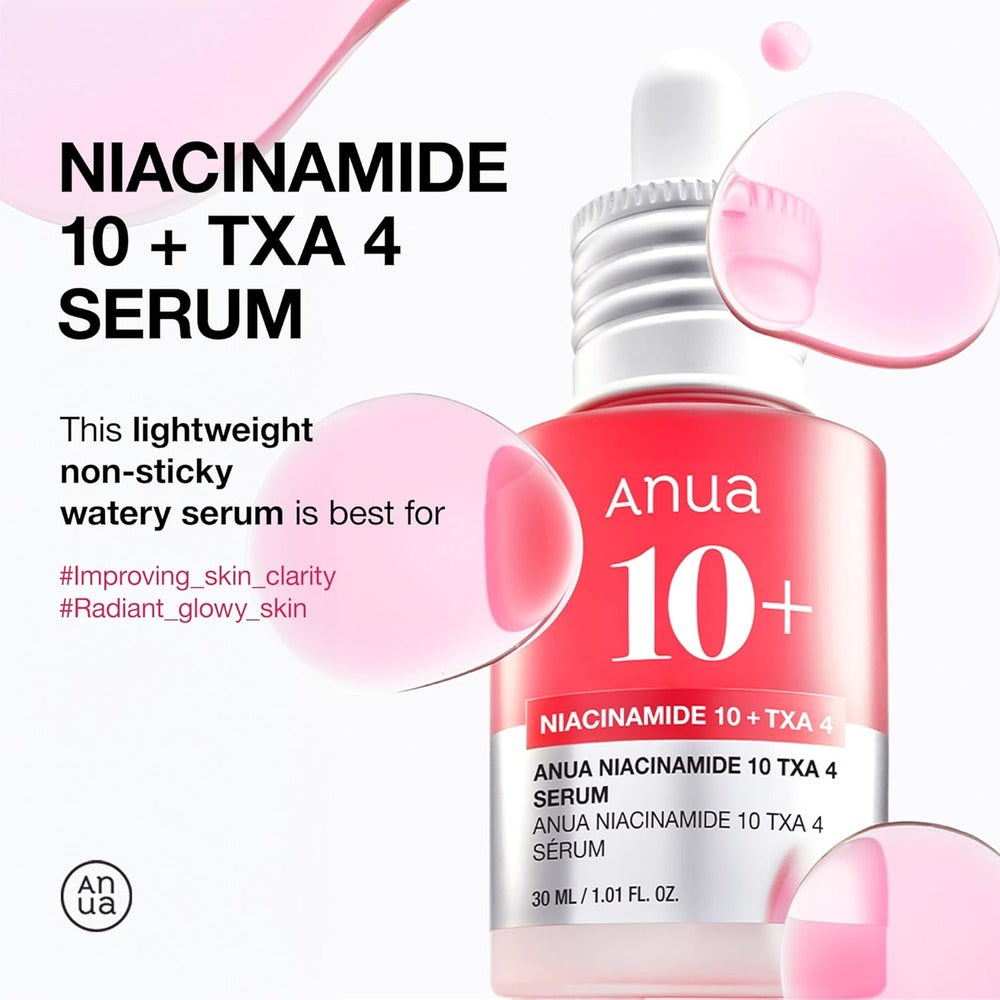ANUA 10% Niacinamide + 4% Tranexamic Acid Serum – Korean Brightening Serum with Ceramides, Arbutin & Hyaluronic Acid (30ml)