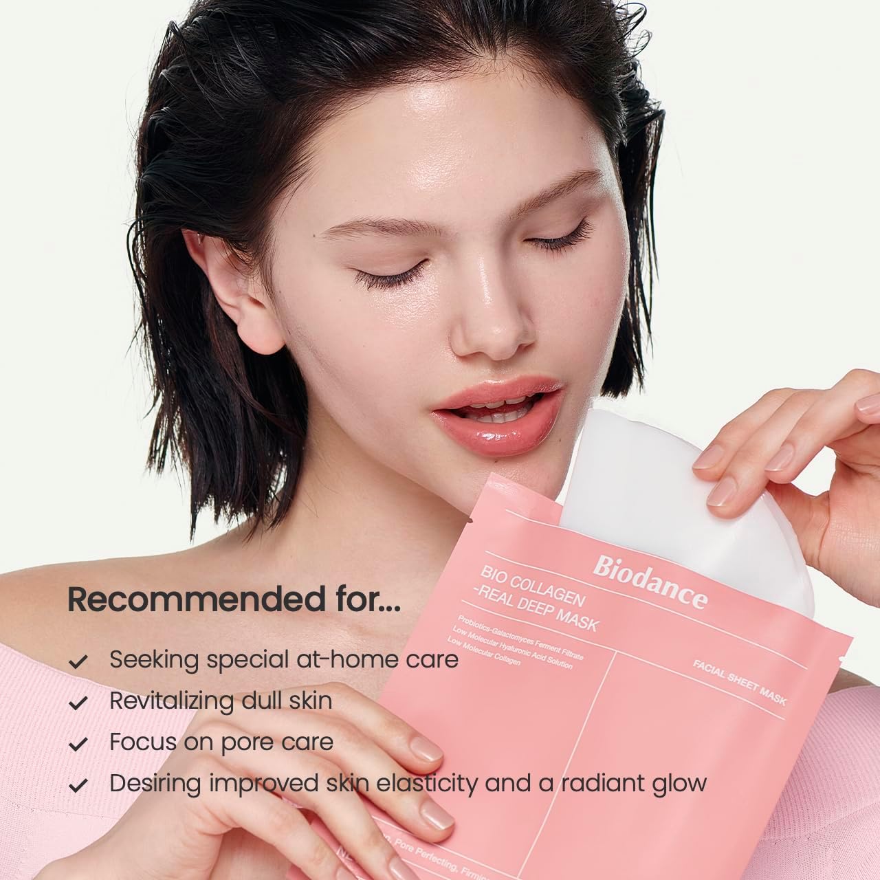BIODANCE Bio-Collagen Real Deep Mask – 4 Hydrogel Sheet Masks with Collagen, Probiotics & Hyaluronic Acid | Pore Tightening, Firming & Hydrating Skincare