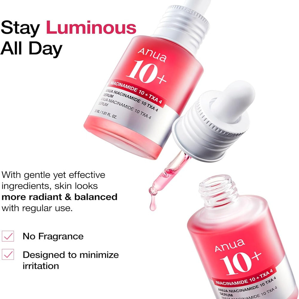 ANUA 10% Niacinamide + 4% Tranexamic Acid Serum – Korean Brightening Serum with Ceramides, Arbutin & Hyaluronic Acid (30ml)
